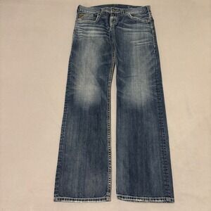 Silver Jeans 925 Grayson Straight Leg Mens 36x36 Blue Denim Grunge Y2K Whisker